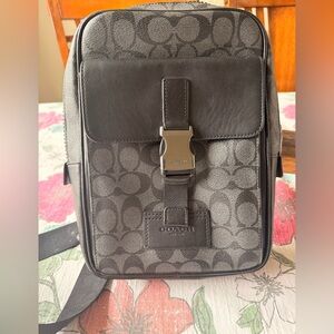 Coach Gray and Black Signature Messenger Bag
